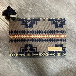 Pendleton Tribal Pattern Pouch in Navy and Tan
